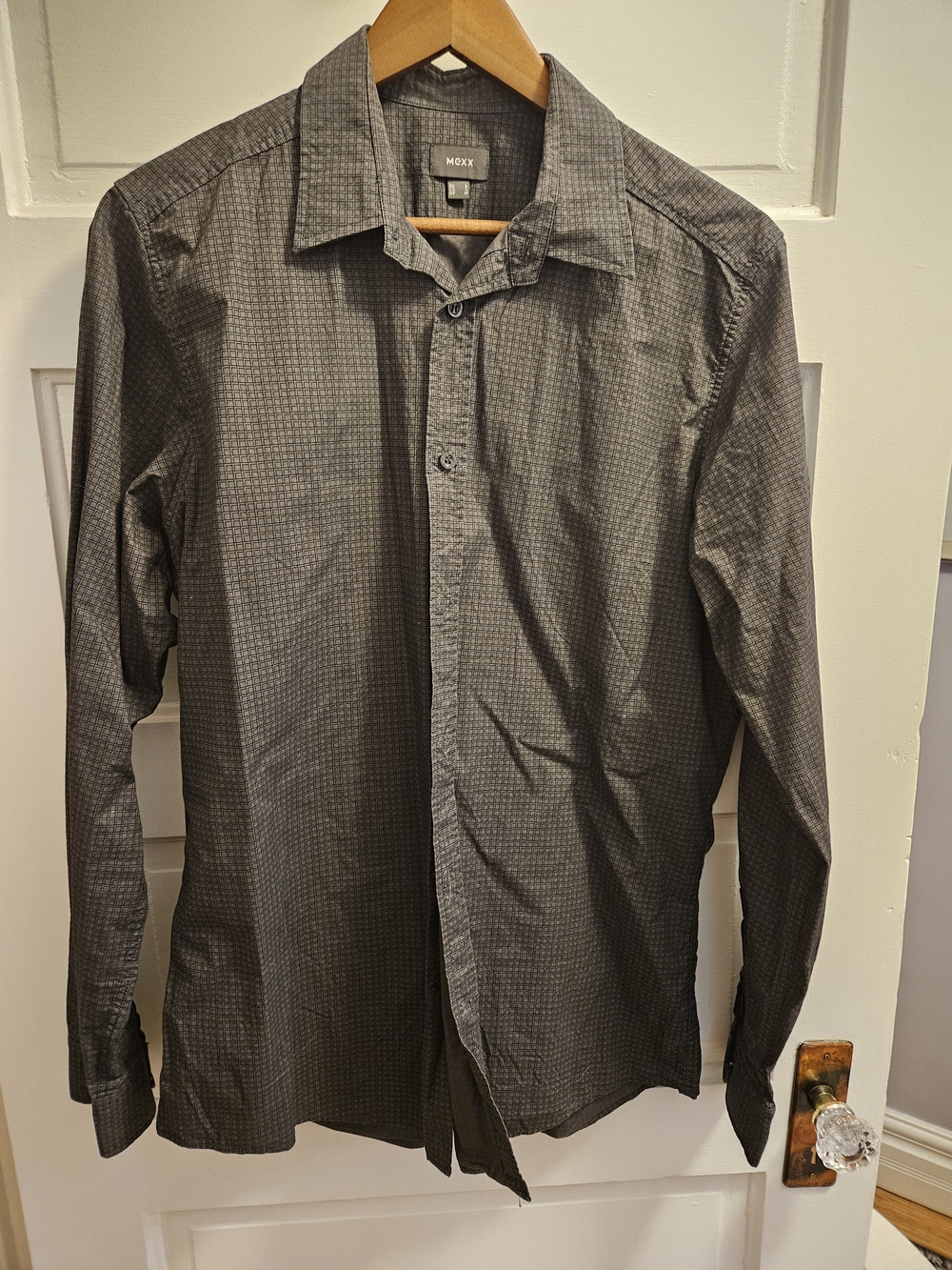 Mexx Men's Charcoal Micro-Pattern Long Sleeve Dress Shirt